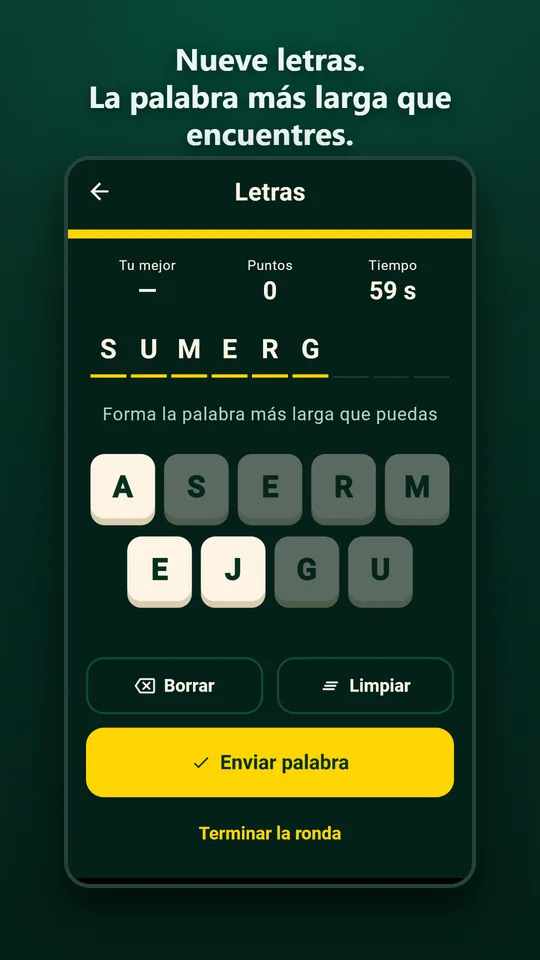Nueve letras para formar la palabra más larga