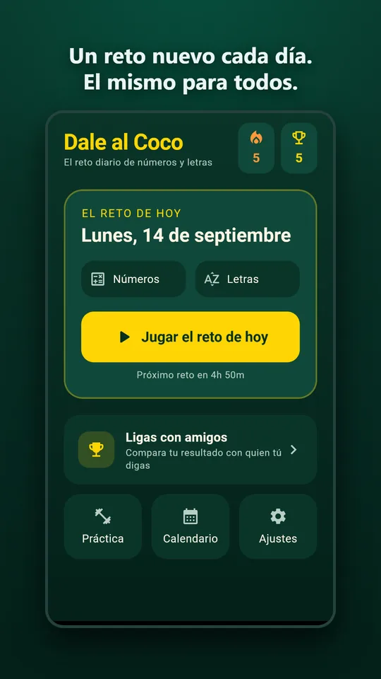 El reto de hoy: números y letras, el mismo para todos