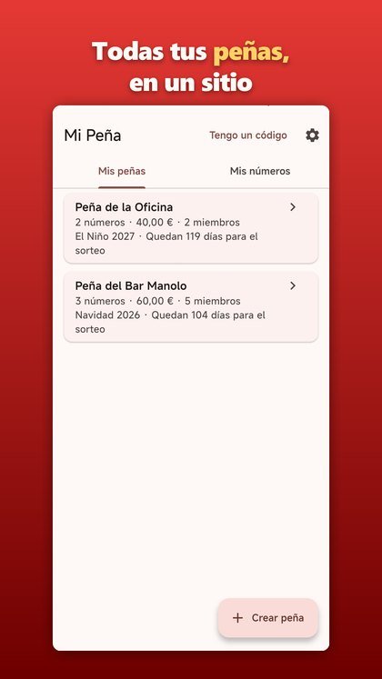 Pantalla con todas tus peñas