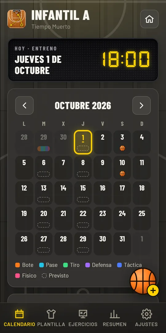 Calendario del equipo